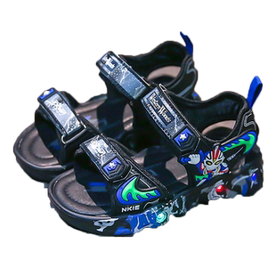 男童凉鞋发光鞋软底防滑男童鞋2025新款夏季小男孩休闲运动亮灯鞋