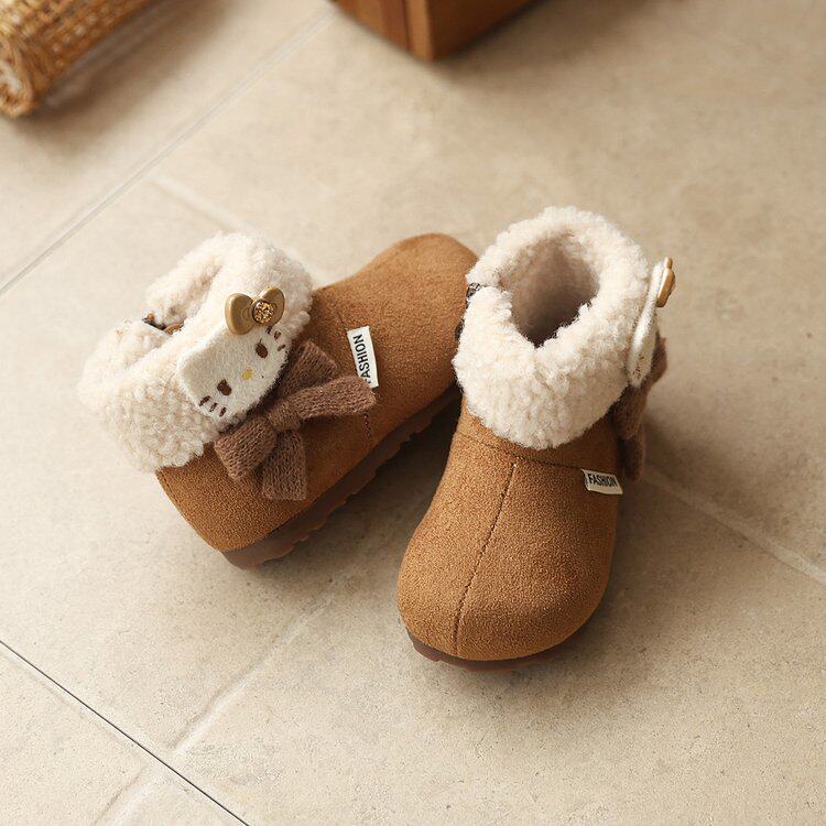 女宝宝雪地靴冬季新款儿童加绒加厚勃肯鞋女童棉鞋kt猫保暖大棉靴