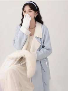 韩版小众设计感慵懒风气质毛呢大衣女秋冬新款高级感宽松呢子外