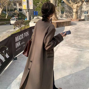 西装外套女长款过膝春秋新款高级感气质女神范休闲西服
