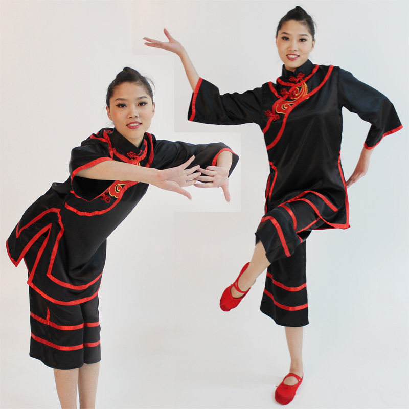 2026新款千红秧歌服表演出服装/广场舞台比赛黑色/现代舞宽松款63