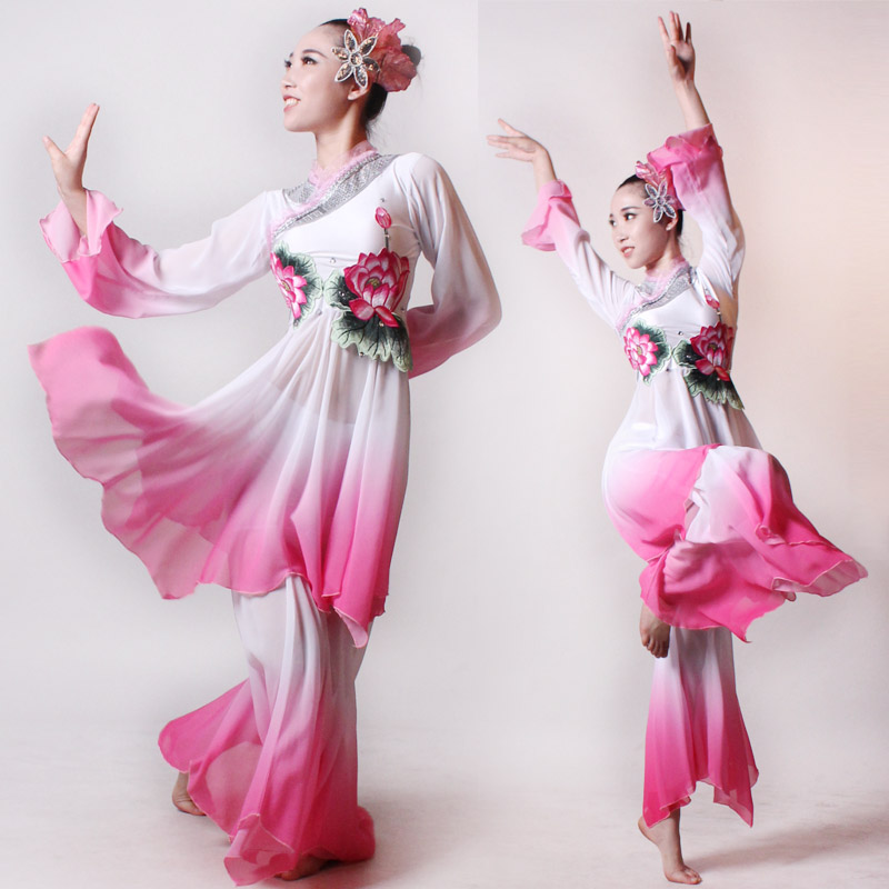 莲花\爱莲说舞蹈演出服装\黑色古典舞民族秧歌现代舞cos服女显瘦