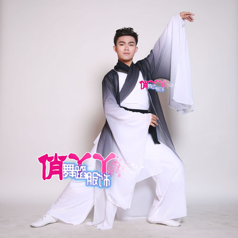 水墨舞蹈男生cosplay广袖演出服