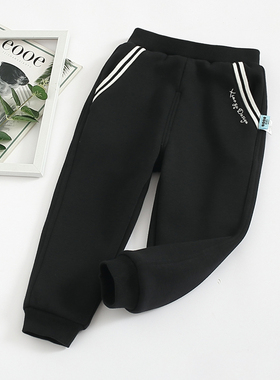 非常小鱼童装80933新款深秋冬柔软男女童双层针织里收口长裤