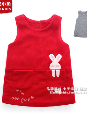 非常小鱼28903女童新款秋冬加厚双层连衣裙背心裙100-140满百包邮