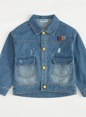 非常小鱼61509秋装新款男童装时尚牛仔双层春秋翻领外套儿童上衣