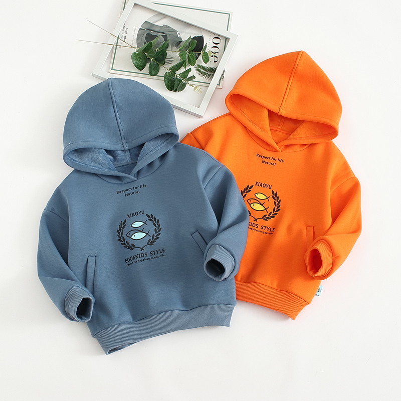 童装深秋风一体绒针织儿童卫衣