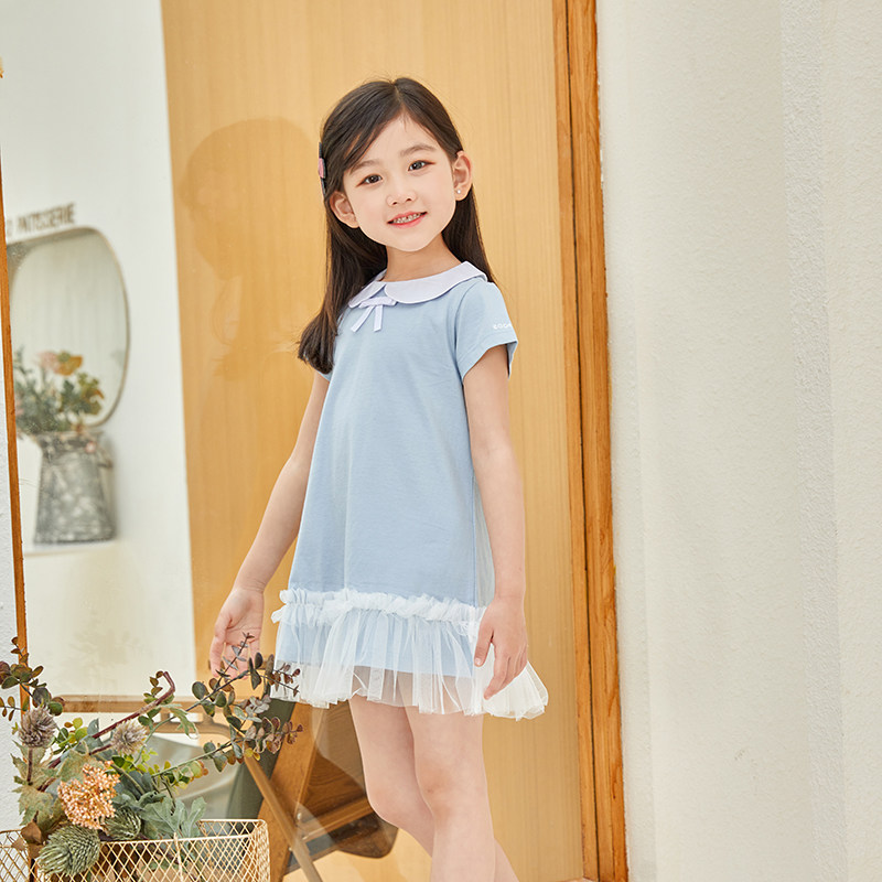 非常小鱼61388女童短袖连衣裙纯棉简约2021新款夏装公主裙a字裙