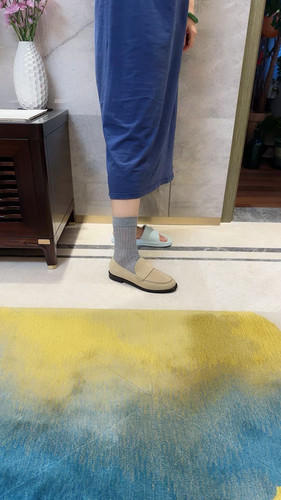 瑞迪蓝图女新款一脚蹬乐福鞋平底单鞋真皮翻毛有质感有格调舒适轻