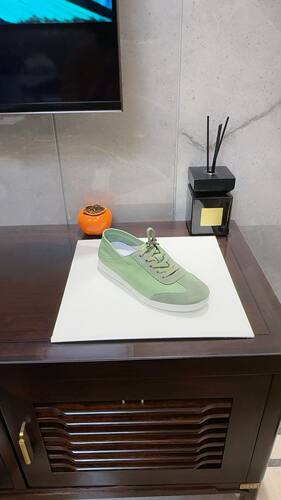 瑞迪蓝图德训厚底新款真皮女鞋平底休闲鞋舒适百搭时尚运动鞋绿色