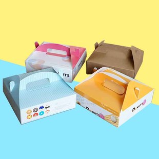 4/6粒5寸手提甜甜圈披萨西点烘焙打包纸盒芝士蛋糕包装盒定做包邮