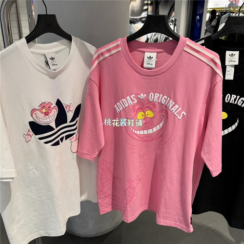 Adidas三叶草26年夏季男女迪士尼柴郡猫联名短袖T恤KY6270 KX5312