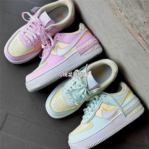 Nike耐克新款女Air Force 1马卡龙厚底运动休闲鞋DZ1847-118-301