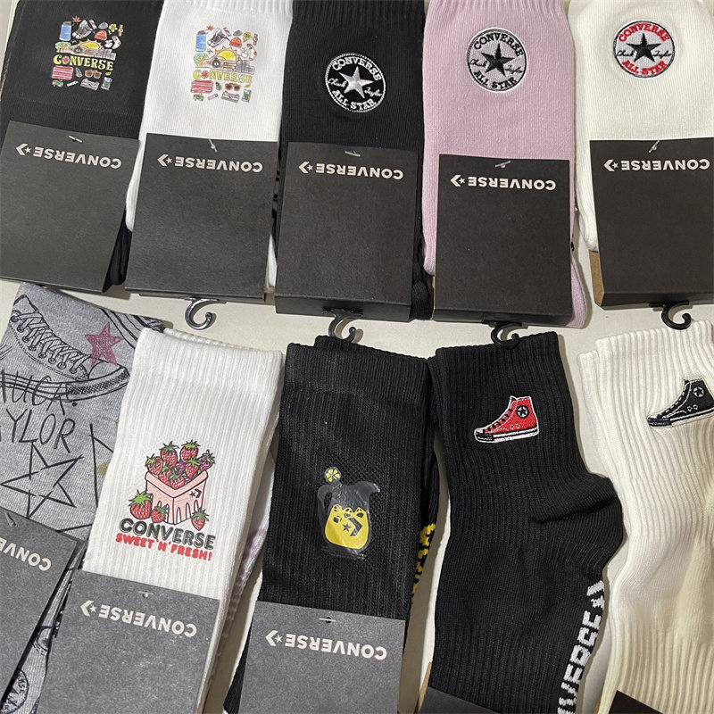 Converse匡威黑白运动长袜子10023599-A01-02 10023581-A01-02-03