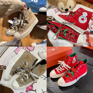 Converse匡威1970S圣诞雪奶茶大红色姜饼人高帮鞋A04281C A04282C