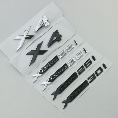 适用于宝马X4字标XDrive25i 30i改装车标排量标后尾标装饰车贴黑