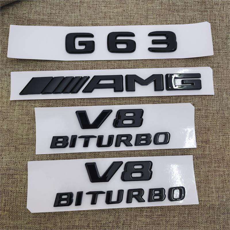 适用奔驰大G改装G500黑色车标G63车标G65AMG后尾标V8biturbo侧标