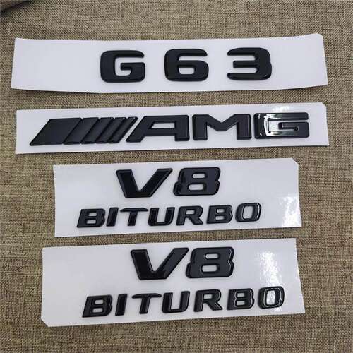 适用奔驰大G改装G500黑色车标G63车标G65AMG后尾标V8biturbo侧标