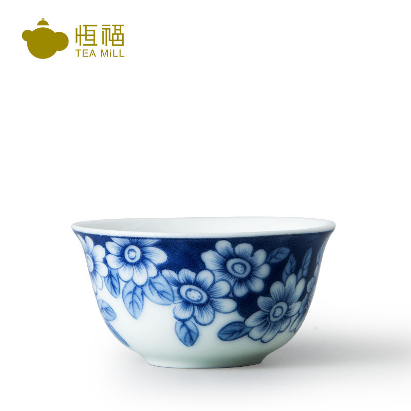 恒福碟恋花小品杯功夫茶具茶杯陶瓷茶杯主人杯品茗杯个人专用杯