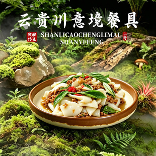 山野风云贵川bistro餐厅炒菜圆盘商用餐具融合菜漂亮饭火锅配菜盘