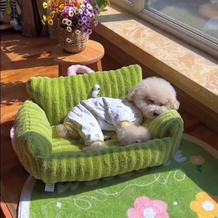 保暖睡觉沙发小型犬狗狗床马卡龙冬天宠物窝可提软垫 猫窝狗窝冬季