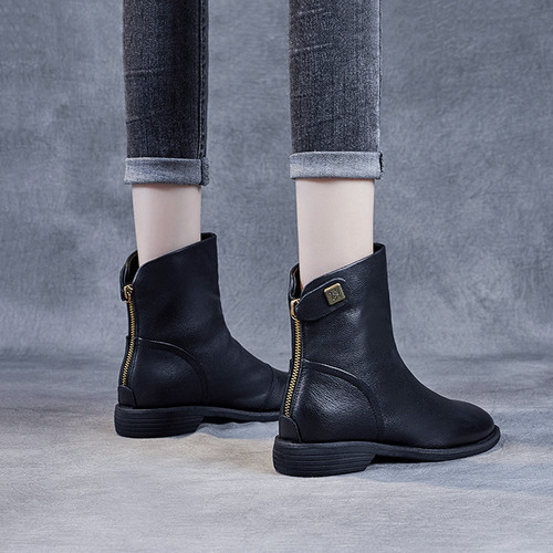 显瘦显小全牛皮马丁靴