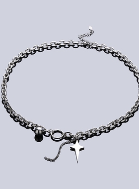 十字星项链男圆球吊坠个性高级感百搭设计嘻哈配饰女夏季简约饰品