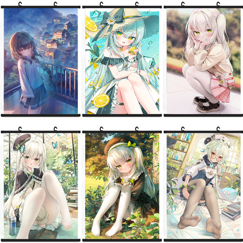白丝萝莉玉足挂画鬼针草定制艺术布油画布海报二次元美少女周边