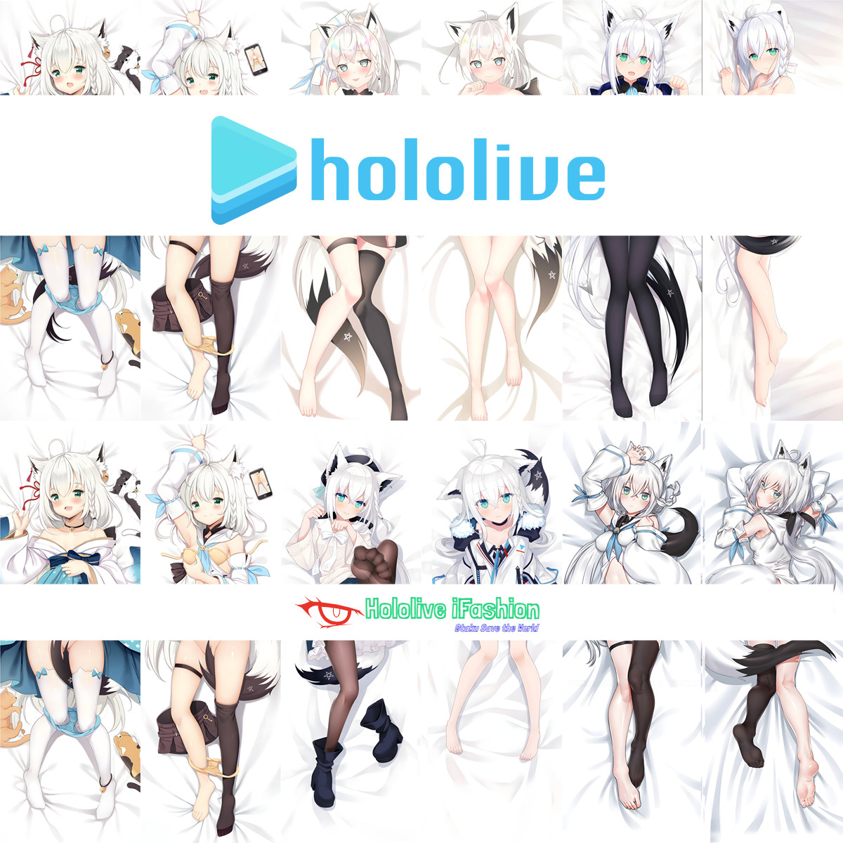 hololive vtuber 白上吹雪fbk小狐狸等身抱枕定制动漫宅男抱枕套