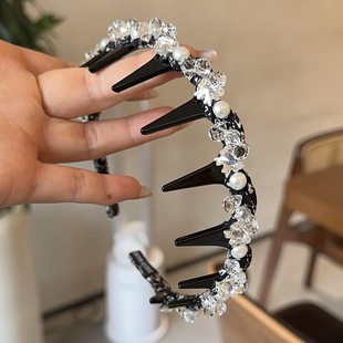 收拢碎发头箍森女发卡 水晶防滑发齿倒插发箍时尚 T1126韩版 新品