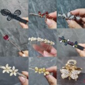 阿jiD清仓发夹压夹弹夹水晶红丝绒肠圈复古豆豆一字夹刘海