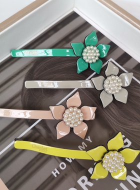 【佩妮】正品chalet专柜法式一字夹边夹发夹发饰韩系米珠花朵2492