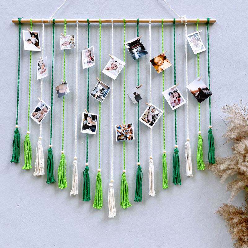 北欧ins风手工彩色创意照片墙挂毯相片墙装饰diy棉麻绳个性背景墙