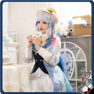 竹苑  原神 神里绫华 花时来信cos服假发 蝴蝶发饰戒指帽子道具
