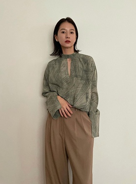 25春夏新款松本惠奈CLANE日系线条感混色衬衫两面穿质感