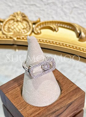 铜合金合成锆石戒指 法式时尚满钻滑动锆钻戒指