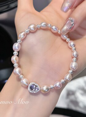 【樱雪 】母亲节礼物 高级感天然粉色珍珠手串 925银配件