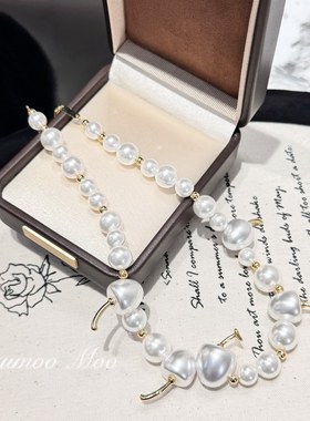 铜合金合成锆石项链 水果珠宝 时尚白色樱桃珠珠项链 设计师款