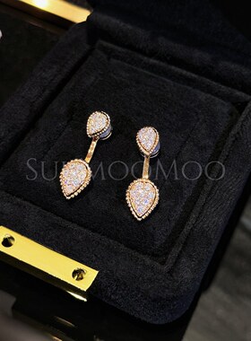 铜合金合成锆石耳饰 法式时尚浅蓝色水滴耳环