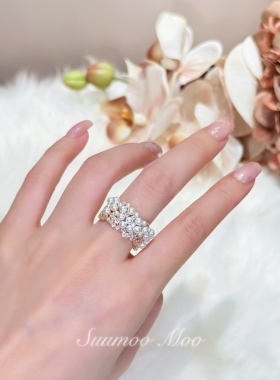 铜合金合成锆石戒指 轻奢高级感气质ins戒指小众气质开口戒