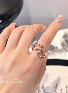 铜合金戒指 法式高级感光面猪鼻子戒指