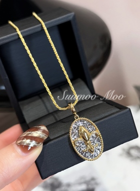 铜合金合成锆石项链 轻奢时尚鸢尾花碎冰冰项链