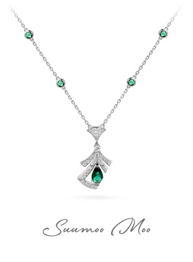 绿色裙子项链气质时尚轻奢灵动925银项链