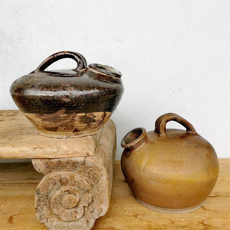 陶瓷器虎子民国古董老民俗摆件古玩收藏真品酱黑釉陶器马口窑夜壶