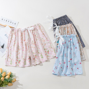 女士夏季 家居服沙滩裤 薄款 透气超短人造棉大码 女 睡裤 45支棉绸短裤