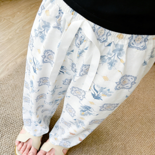 人造棉睡裤 长裤 遛弯裤 45支女士薄款 宽松休闲可外穿大码 棉绸阔腿裤