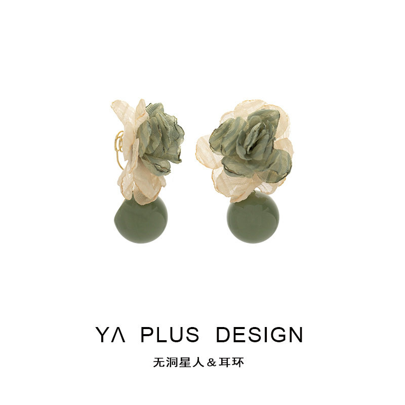 旅游拍照出片耳针浪漫布艺绿色花朵温柔爆款无耳洞蚊香盘耳夹,饰品/流行首饰/时尚饰品新,耳夹,淘宝优惠券,粉丝福利购,淘宝优惠卷