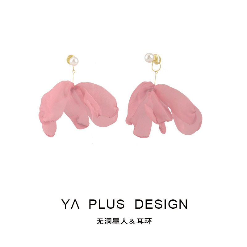 甜美雪纺花朵珍珠耳环高级感气质风度假耳坠耳饰蚊香盘耳夹无耳洞,饰品/流行首饰/时尚饰品新,耳夹,淘宝优惠券,粉丝福利购,淘宝优惠卷