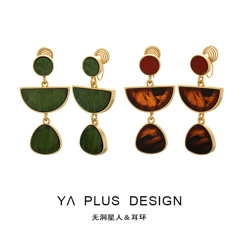 复古港风扇形几何长款耳环新中式优雅感耳饰蚊香盘无耳洞耳夹,饰品/流行首饰/时尚饰品新,耳夹,淘宝优惠券,粉丝福利购,淘宝优惠卷