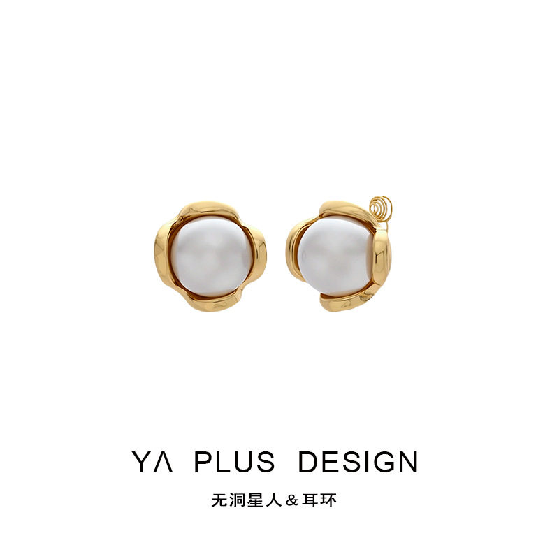 小香风法式珍珠花苞耳钉时尚百搭感小巧通勤无耳洞耳夹蚊香盘,饰品/流行首饰/时尚饰品新,耳夹,淘宝优惠券,粉丝福利购,淘宝优惠卷